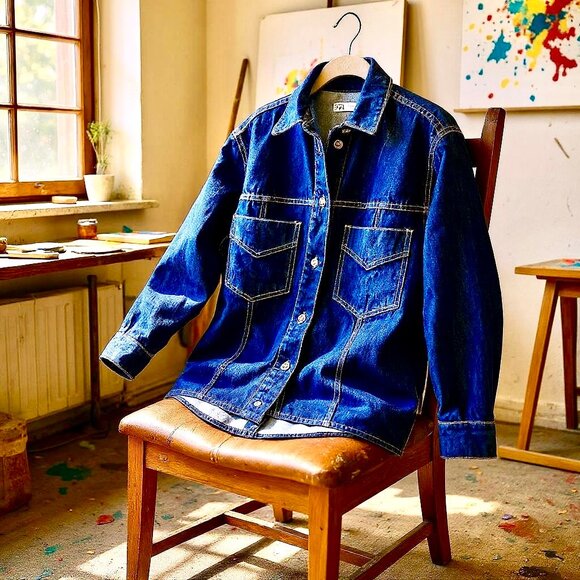 Zara Button Front Long Sleeve Collared Jean Jacket Blue Womens Extra Small XS - Picture 15 of 15